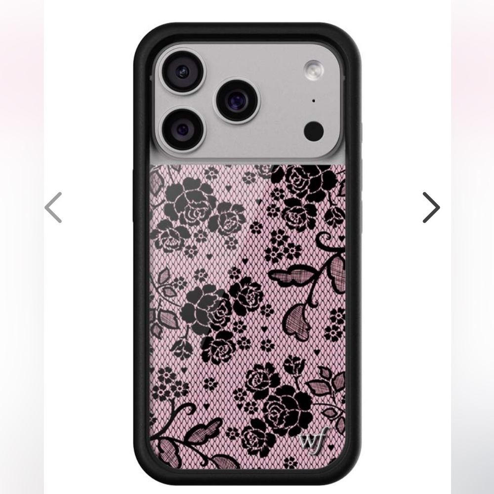 Wildflowers Pink and Black Floral Lace Phone Case